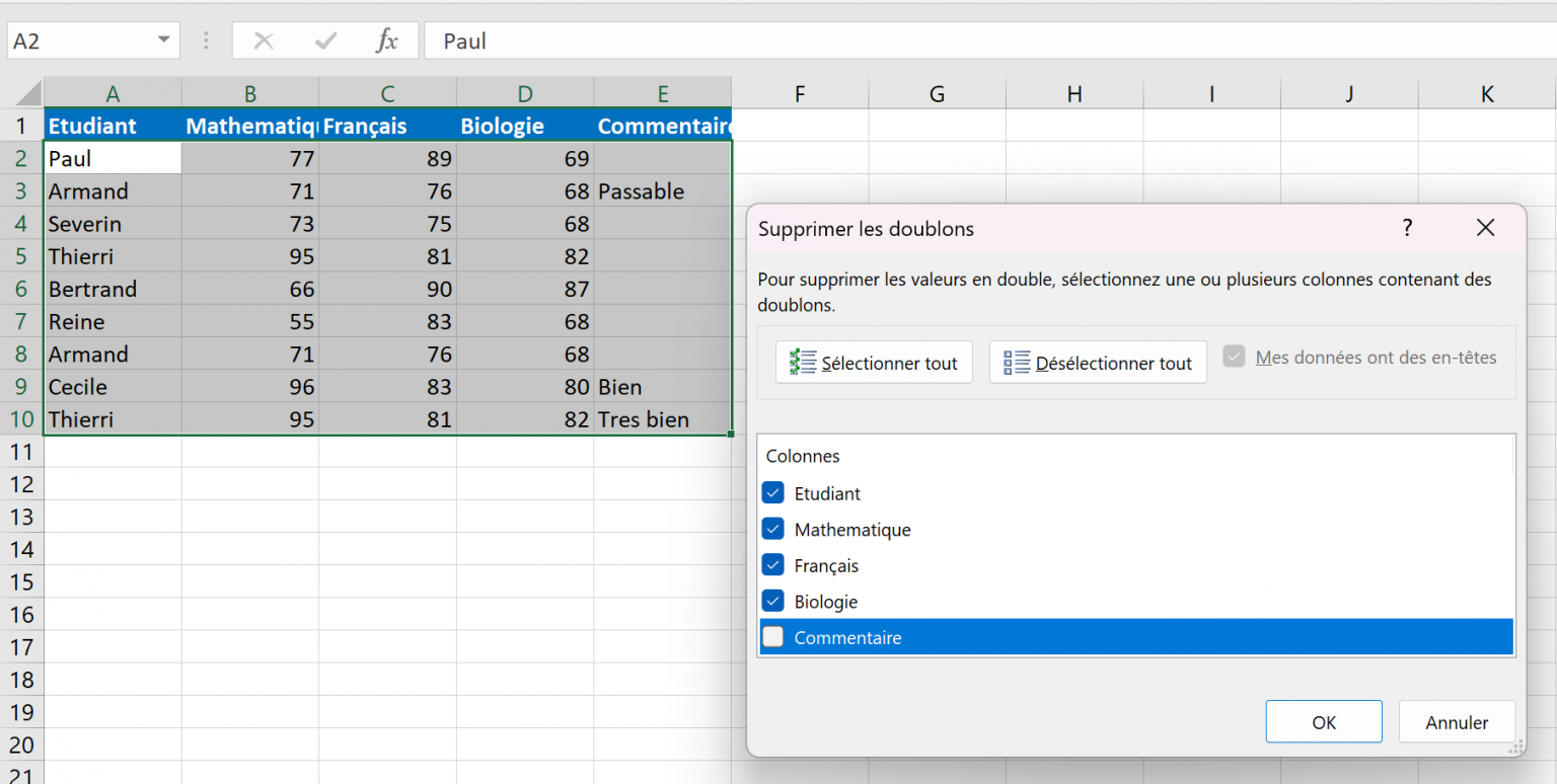 Rechercher Et Supprimer Des Cellules En Double Dans Excel