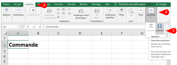 comment insérer un symbole dans une cellule excel