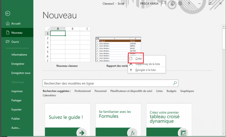 Créer Un Nouveau Classeur Excel à Partir D'un Modèle