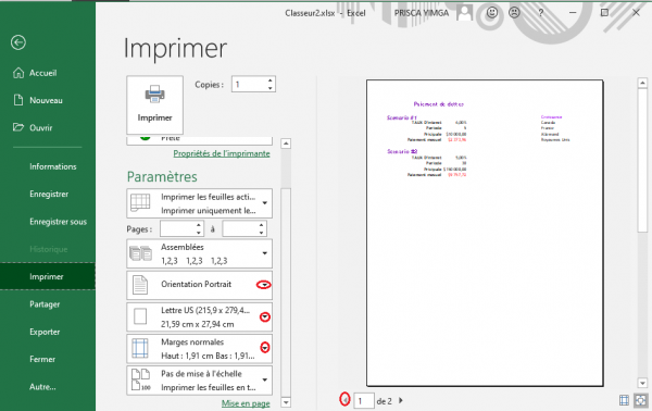 Prévisualiser une impression sur Excel