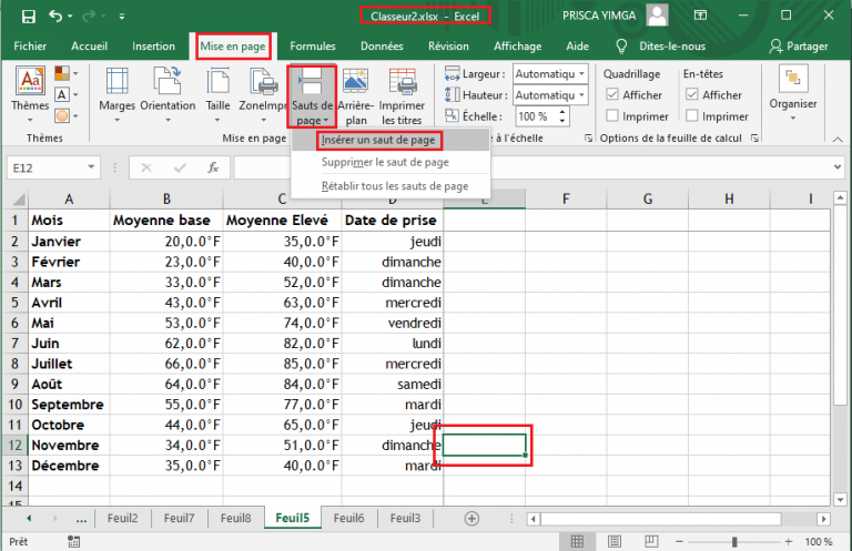 Changer l'orientation de la page de cellules dans Excel