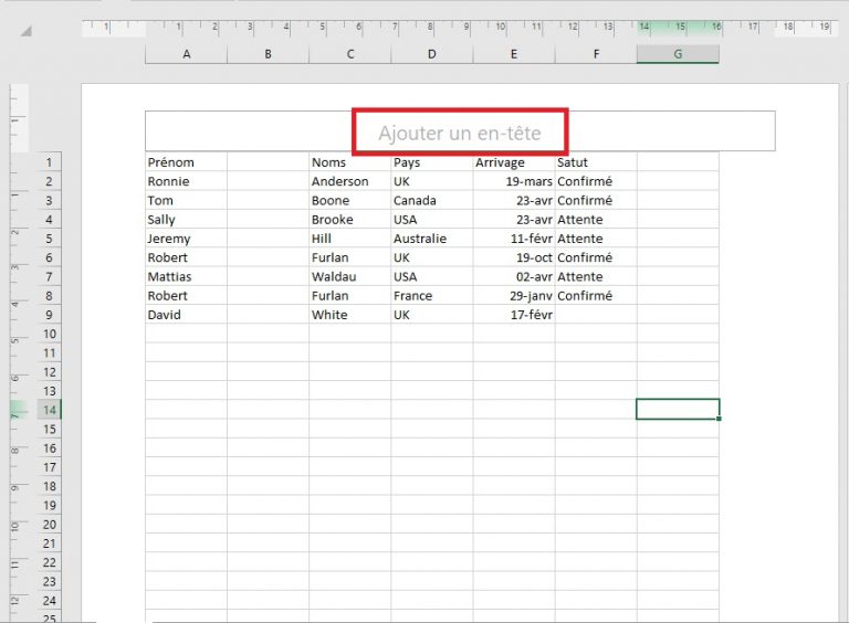 comment mettre un numéro de page dans excel
