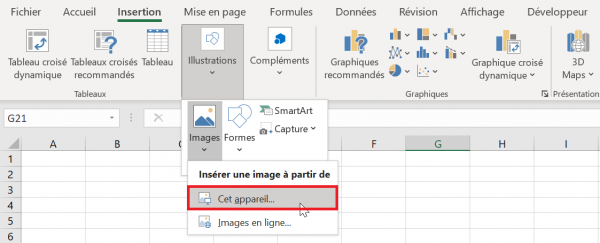 comment insérer des images dans excel