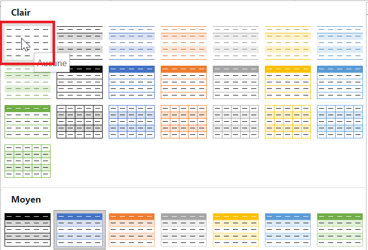 comment retirer la mise en forme tableau dans excel