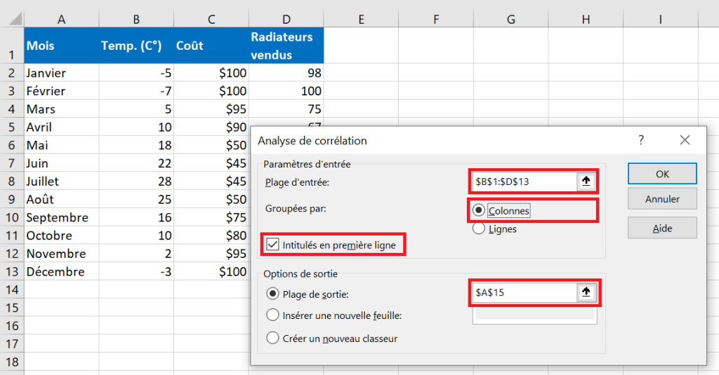 Calcul De La Correlation Sur Excel