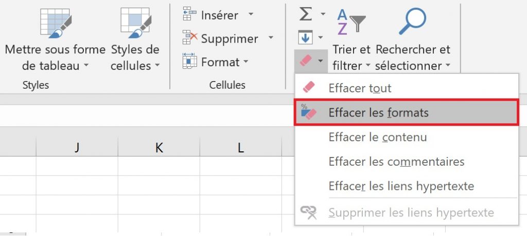comment effacer les colonnes sur excel